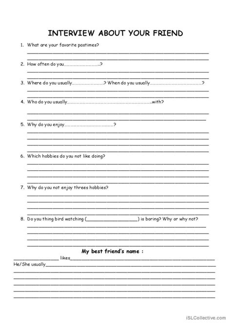 16 Best Images of Friend Interview Worksheet - Character Graphic